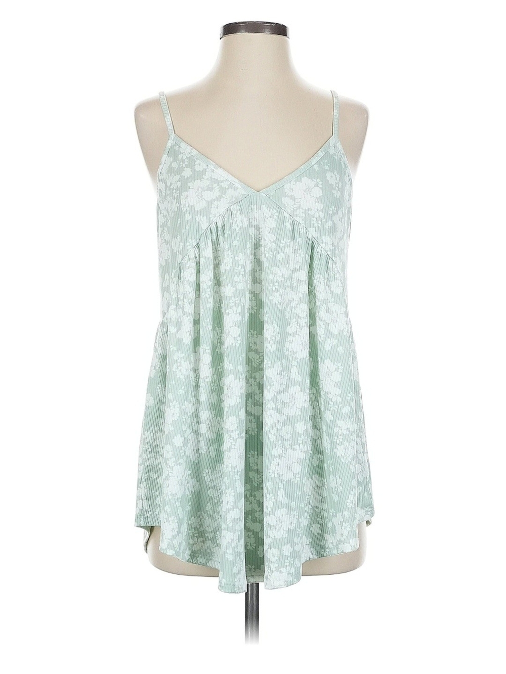 Lovely Melody Mint Floral V-Neck Spaghetti Strap Camisole